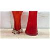 Image 9 : Collection of Red and Orange Art Glass Vases, Tallest 13 1/2"