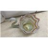 Image 3 : Art Glass Swan Dishes, Swirled Orange and White with Red Largest 10 x 14 x 8"
