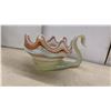 Image 4 : Art Glass Swan Dishes, Swirled Orange and White with Red Largest 10 x 14 x 8"