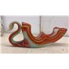 Image 5 : Art Glass Swan Dishes, Swirled Orange and White with Red Largest 10 x 14 x 8"