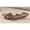 Image 6 : Art Glass Swan Dishes, Swirled Orange and White with Red Largest 10 x 14 x 8"