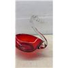 Image 9 : Art Glass Swan Dishes, Swirled Orange and White with Red Largest 10 x 14 x 8"