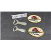 Image 1 : Labatt's and Drewrys Bottle Openers and 2 CN Rail Embroidered Patches