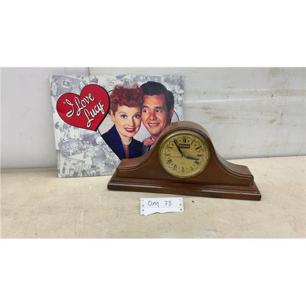 "I Love Lucy" Metal Sign 12 x 16" and Mirado Quartz Mantel Clock