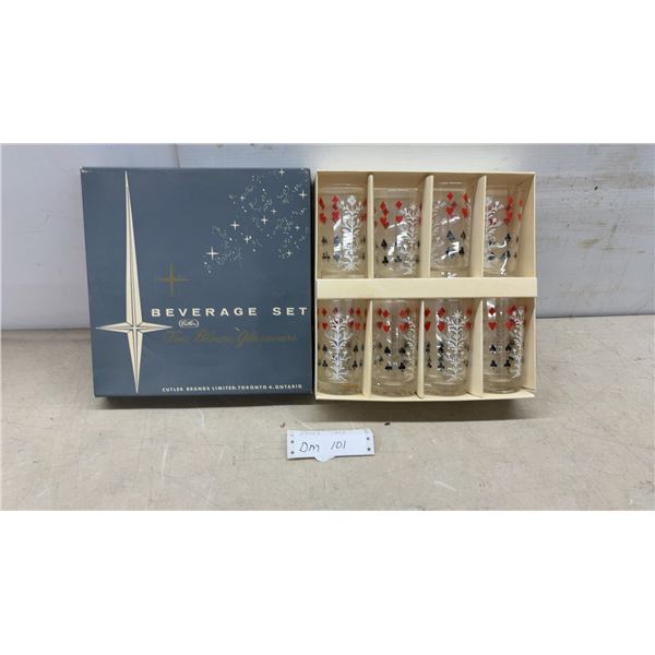 Cutler Brands Fine Blown Glassware Beverage Set with Playing Card Suits, 8 Piece