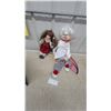 Image 1 : Porcelain Doll with Curly Brown Hair and Chef Clown Marionette Puppet