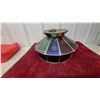 Image 5 : Multicolored Stained Glass Pendant Light with Brass-Tone Chain and Fluted Canopy 12" at Base