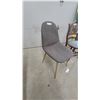 Image 5 : Modern Gray Upholstered Dining Chair and Antique Carved Wooden Chair with Quatrefoil Motifs