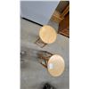 Image 4 : Pair of Light Wood Round-Top Four-Leg Bar Stools with Double Stretchers