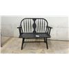 Image 1 : Black Windsor-Style Spindle Back Wooden Settee Bench with Armrests, 40" Wide