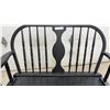 Image 5 : Black Windsor-Style Spindle Back Wooden Settee Bench with Armrests, 40" Wide