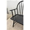 Image 7 : Black Windsor-Style Spindle Back Wooden Settee Bench with Armrests, 40" Wide