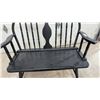 Image 8 : Black Windsor-Style Spindle Back Wooden Settee Bench with Armrests, 40" Wide