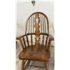 Image 11 : His & Hers, Pair of Windsor Style Bow-Back Wooden Rocking Chairs with Quatrefoil Splat Design
