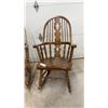 Image 3 : His & Hers, Pair of Windsor Style Bow-Back Wooden Rocking Chairs with Quatrefoil Splat Design