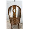 Image 6 : His & Hers, Pair of Windsor Style Bow-Back Wooden Rocking Chairs with Quatrefoil Splat Design