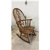Image 8 : His & Hers, Pair of Windsor Style Bow-Back Wooden Rocking Chairs with Quatrefoil Splat Design