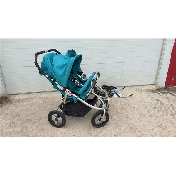 Bumbleride Indie Twin Side-By-Side Double Stroller in Teal with Car Seat Adapters