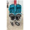 Image 3 : Bumbleride Indie Twin Side-By-Side Double Stroller in Teal with Car Seat Adapters