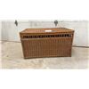 Image 1 : Large Wicker Storage Trunk with Decorative Openwork Border and Hinged Lid, 20 x 36 x 20"