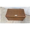 Image 2 : Large Wicker Storage Trunk with Decorative Openwork Border and Hinged Lid, 20 x 36 x 20"
