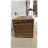 Image 3 : Large Wicker Storage Trunk with Decorative Openwork Border and Hinged Lid, 20 x 36 x 20"