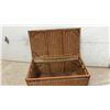 Image 6 : Large Wicker Storage Trunk with Decorative Openwork Border and Hinged Lid, 20 x 36 x 20"