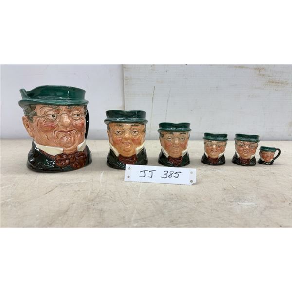 Royal Doulton "Mr. Pickwick" Character Jugs, Set of Six Graduated Sizes