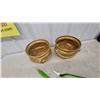 Image 3 : Art Glass Flower Sculptures with Leaves and Pair of Gold-Tone Decorative Pots