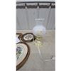 Image 5 : Framed Floral Needlepoint Artwork Collection with Brass Electric Table Lamp
