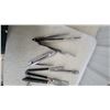 Image 2 : Stainless Steel Barbecue Tongs, Slotted Spatulas, and Etchef Glassware Lot