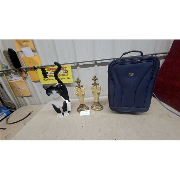 Black and White Tuxedo Cat Toilet Paper Holder, Decore and Sutcase Rolling
