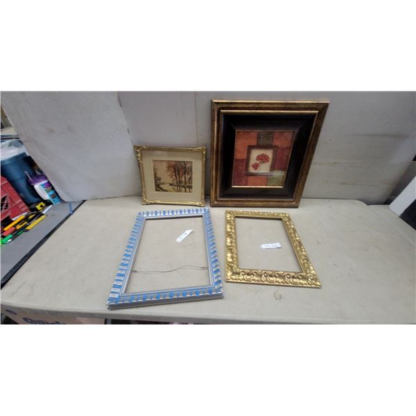 Assorted Picture Frames with Landscape and Floral Prints, Set of Four