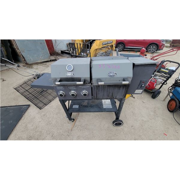 Expert Grill 3-Burner Propane Gas Grill with Side Burner and Pellet Smoker Combo