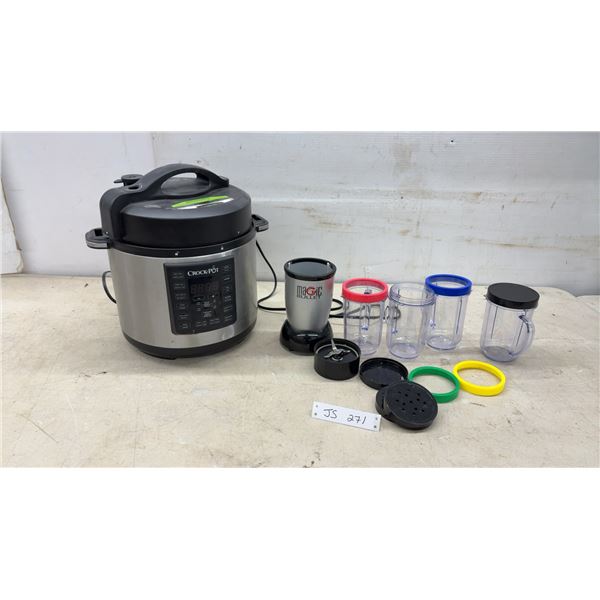 Crock-Pot Express Crock Multi-Cooker and Magic Bullet Personal Blender with Cups and More. Crock