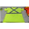 Image 5 : High-Visibility Safety Apparel Lot: Orange Mesh Vest, 4 Yellow and Black T-Shirts, Sz L?