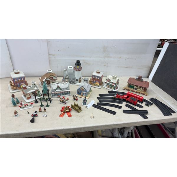 Christmas Village Collection with Ceramic Buildings, Train Set, Figurines, and More