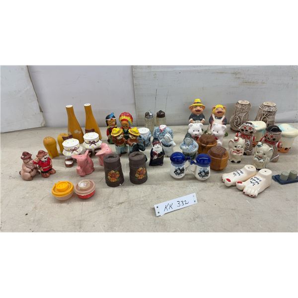 Assorted Novelty Salt and Pepper Shakers, Ceramic, Plastic, and Glass Figurines and More