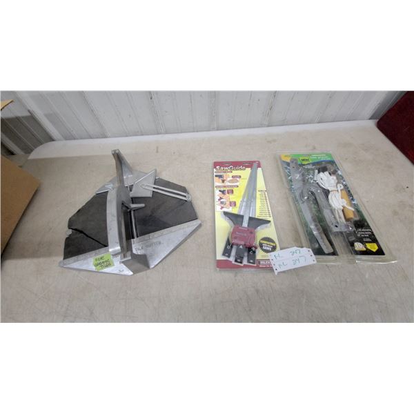 Tile Cutter for Ceramic Tiles, Milescraft Saw Guide, and Green Thumb Tree Pruner and Saw
