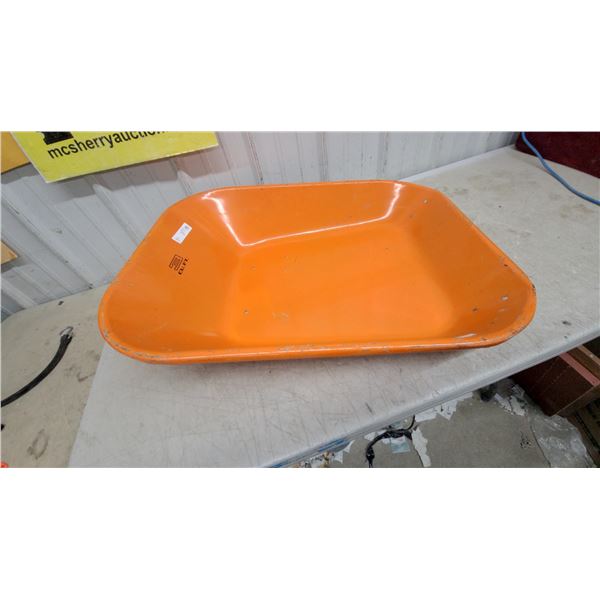 Orange Steel Wheelbarrow Tray, 3 Cubic Foot Capacity