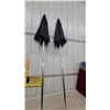 Image 1 : Two Black Patio Umbrellas with Polished Metal Poles ×2 New