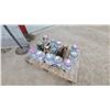 Image 1 : Assorted Paint Cans Including Dutch Boy Dirt Fighter, Elmer's Contractor Safe, and Furniture Legs