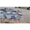 Image 2 : Assorted Paint Cans Including Dutch Boy Dirt Fighter, Elmer's Contractor Safe, and Furniture Legs