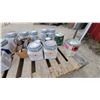 Image 7 : Assorted Paint Cans Including Dutch Boy Dirt Fighter, Elmer's Contractor Safe, and Furniture Legs