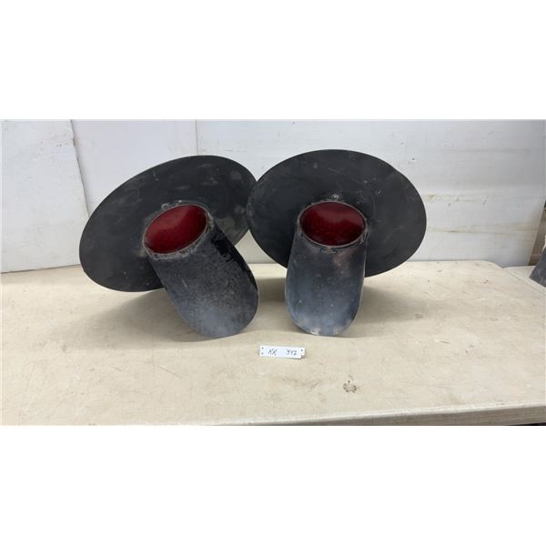 Pair of Vintage MIC Hayes Railroad Dwarf Signals with Red Fresnel Lenses