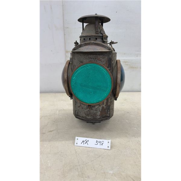 Hiram L. Piper Co. Ltd. Four-Way Railway Signal Lantern with Colored Lenses