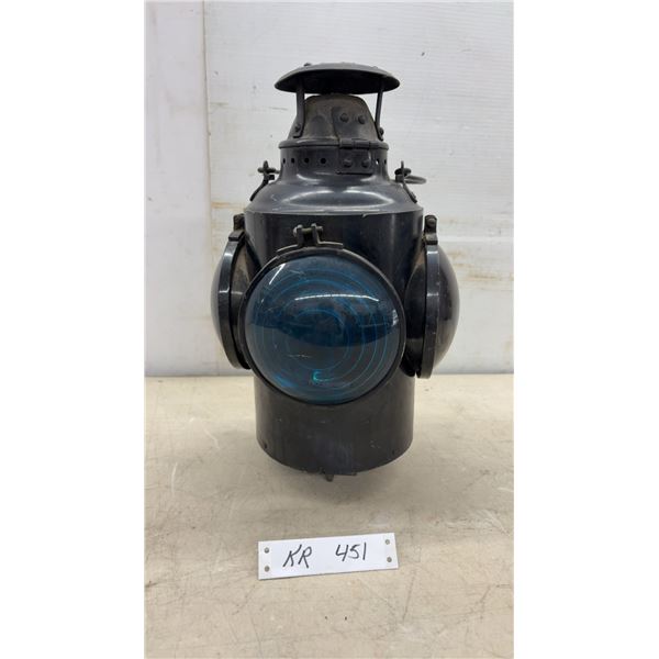 Vintage Four-Lens Railway Switch Lamp with Blue and Clear Lenses