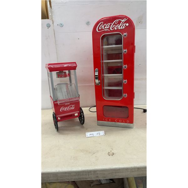 Nostalgia OFP501COKE Coca-Cola Hot Air Popcorn Maker and Retro Mini Vending Fridge