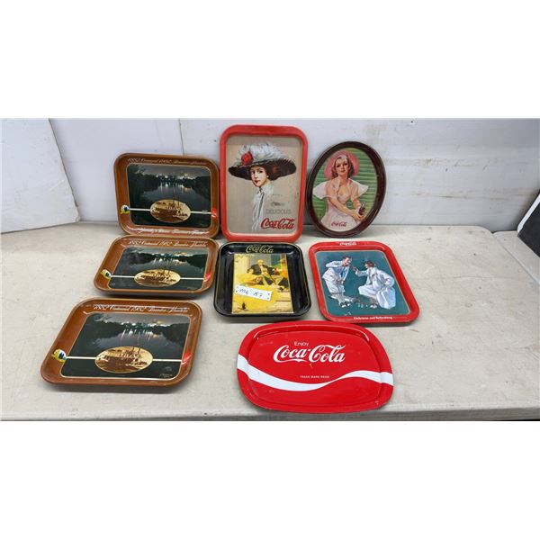 Vintage Coca-Cola Advertising Serving Trays and 1882-1982 Brandon Manitoba Centennial Trays and Mor