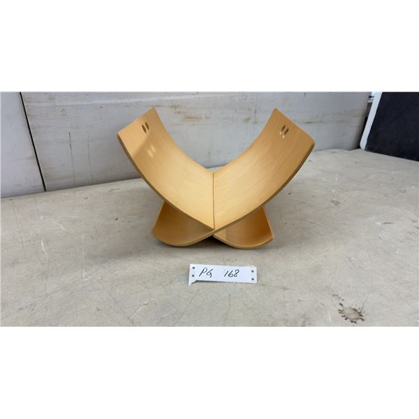 Scandinavian Mid-Century Bentwood Magazine Rack with Curved Plywood X-Shape Design, 8 1/2 x 12 x